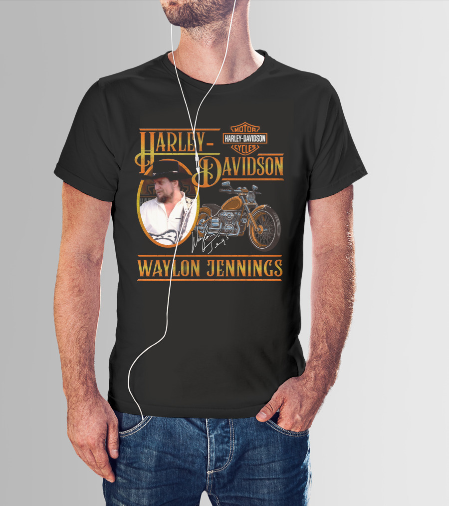 Waylon Jennings Harley Davidson Motor Cycles T-Shirt