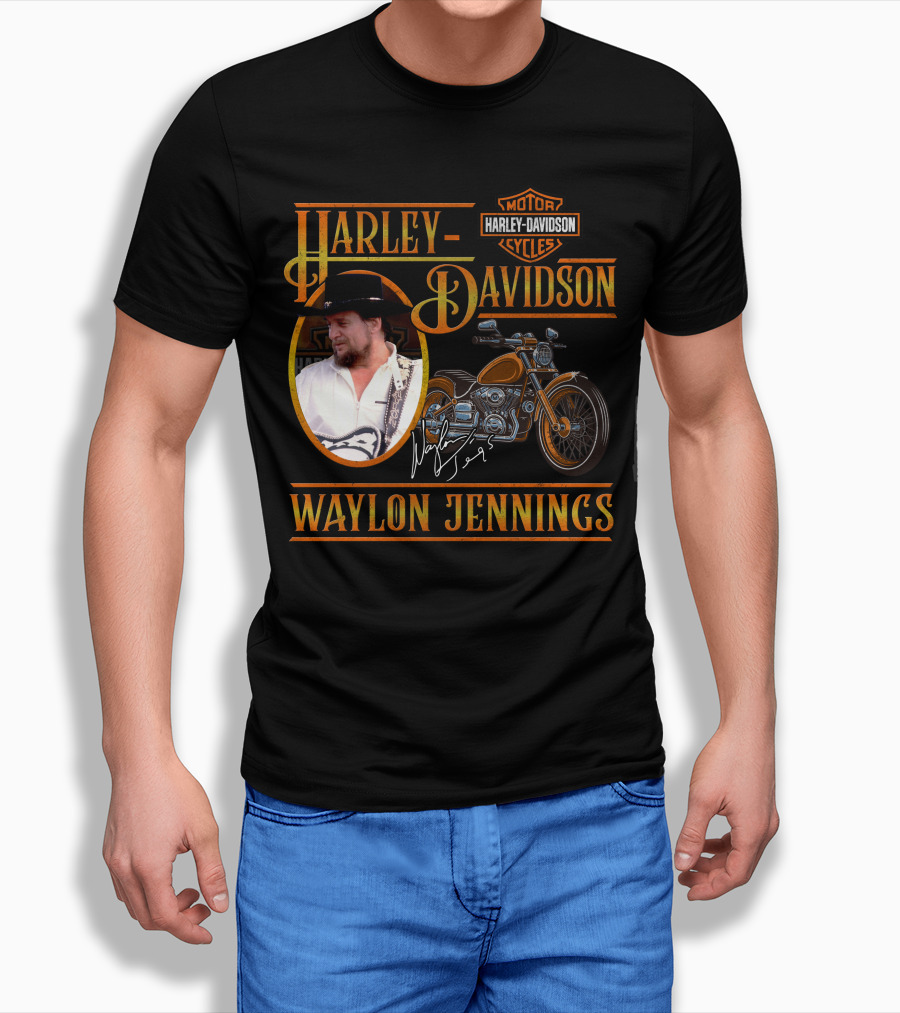 Waylon Jennings Harley Davidson Motor Cycles T-Shirt