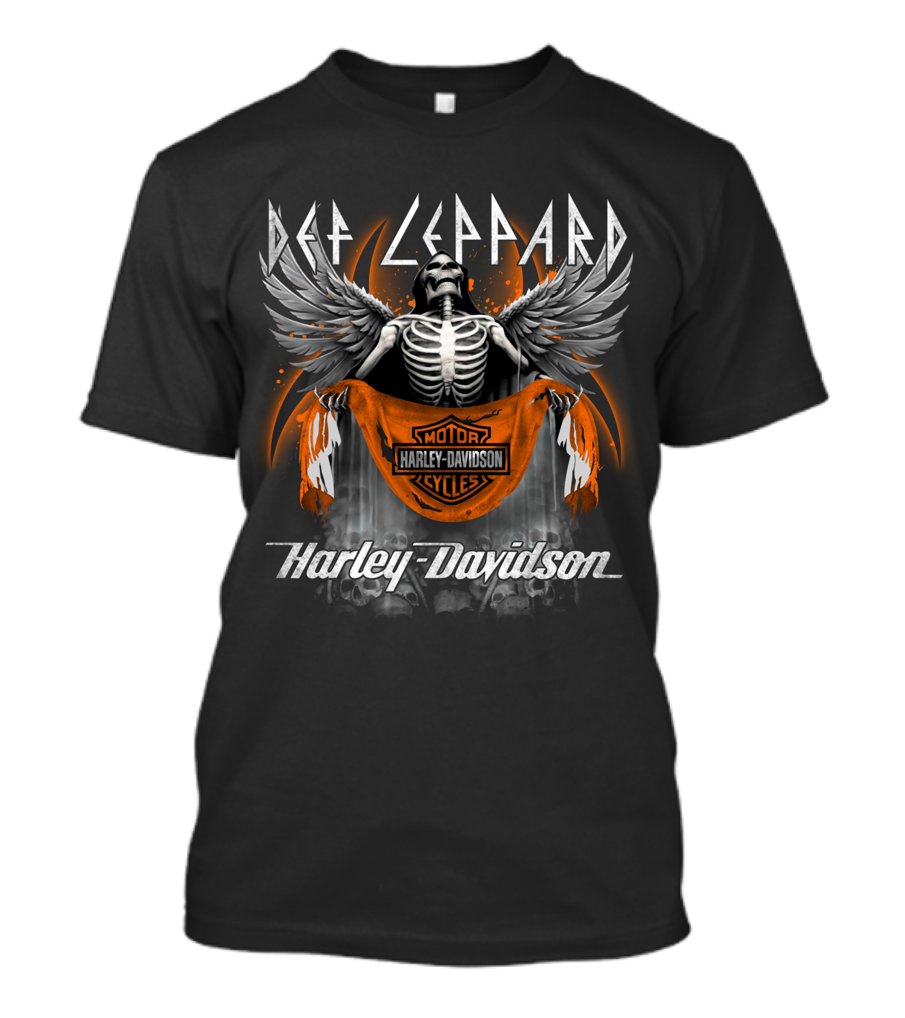 Def Leppard Harley Davidson Motorcycles Skeleton Wings T-Shirt