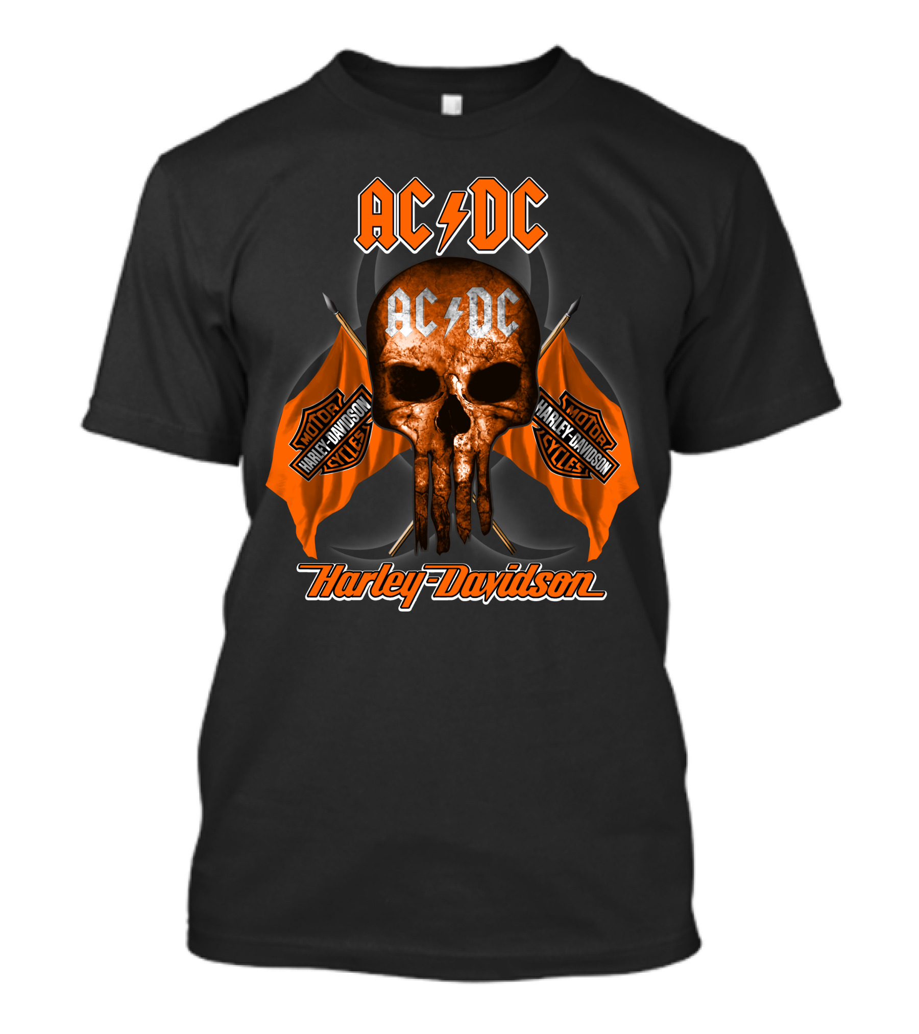 Acdc Harley Davidson Motorcycles Skull Flags T-Shirt