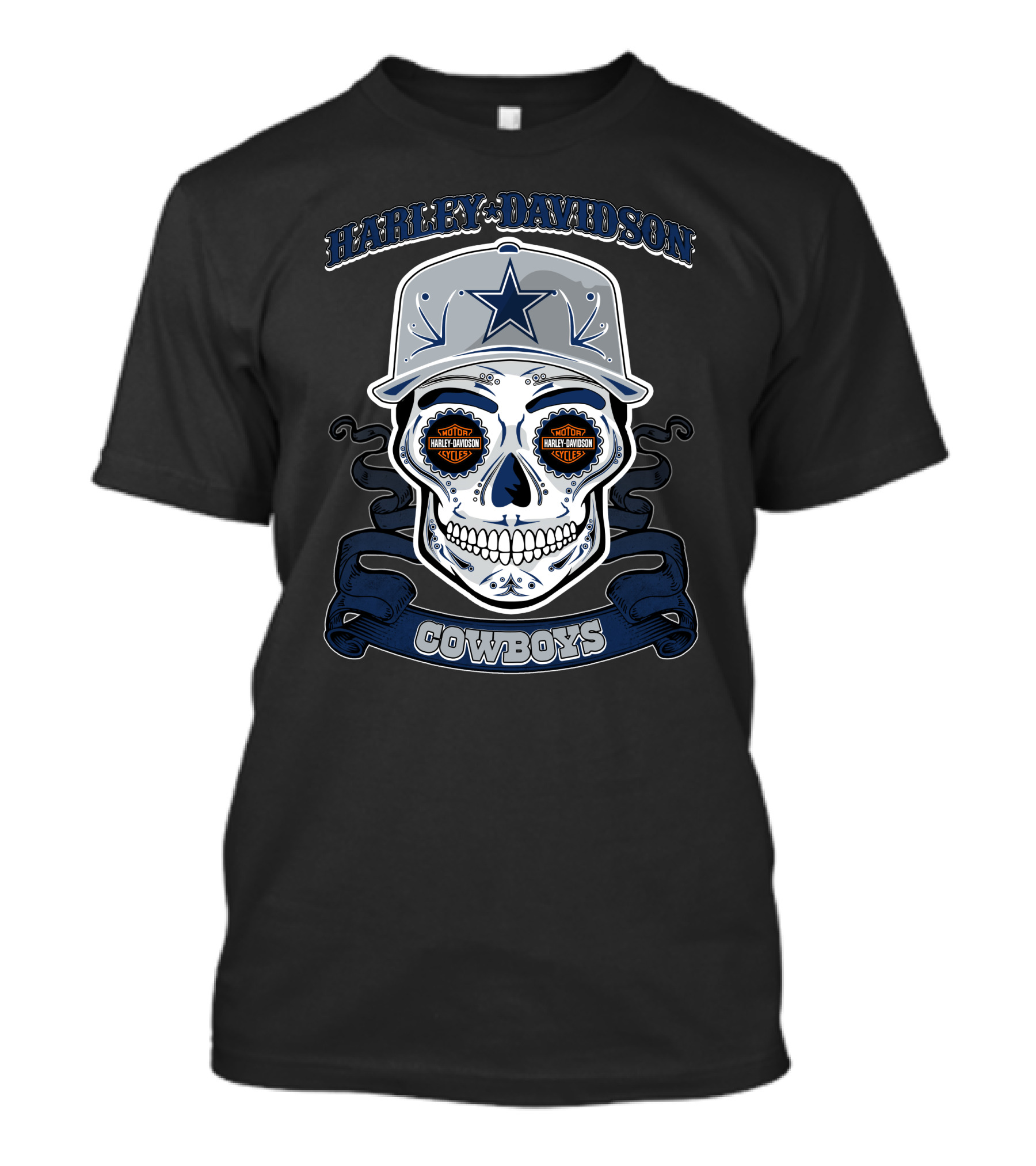Harley Davidson Cowboys Skull Dallas Nfl T-Shirt