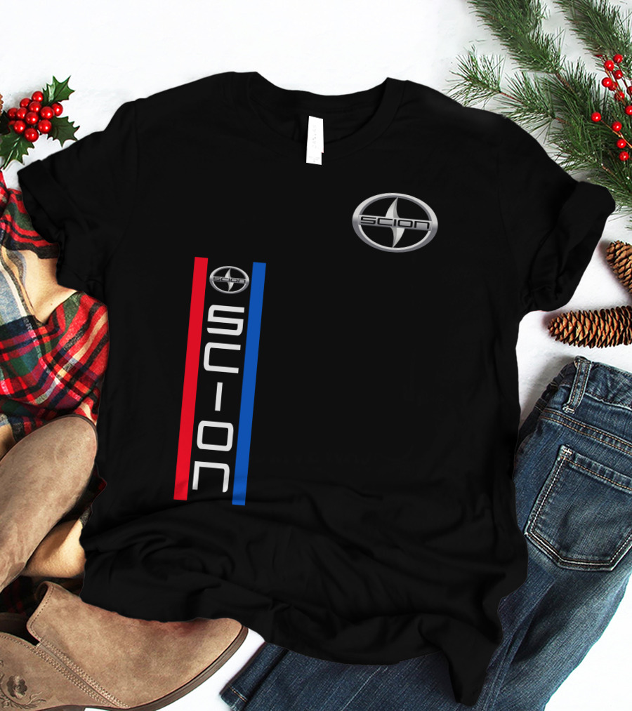 Scion Logo Vertical Red Blue Stripe T-Shirt