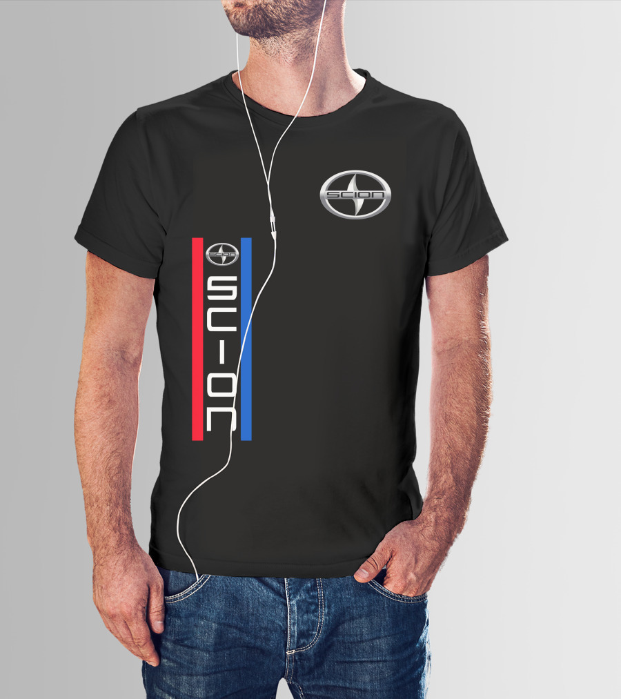 Scion Logo Vertical Red Blue Stripe T-Shirt