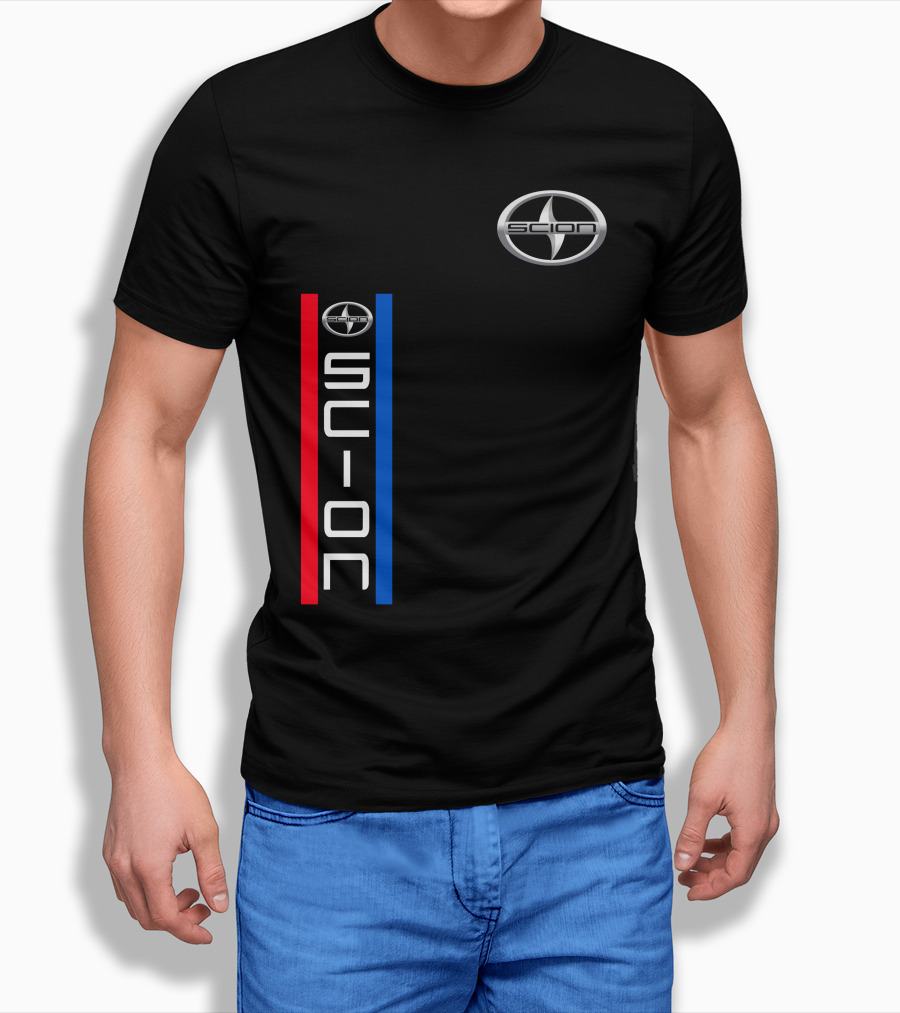 Scion Logo Vertical Red Blue Stripe T-Shirt
