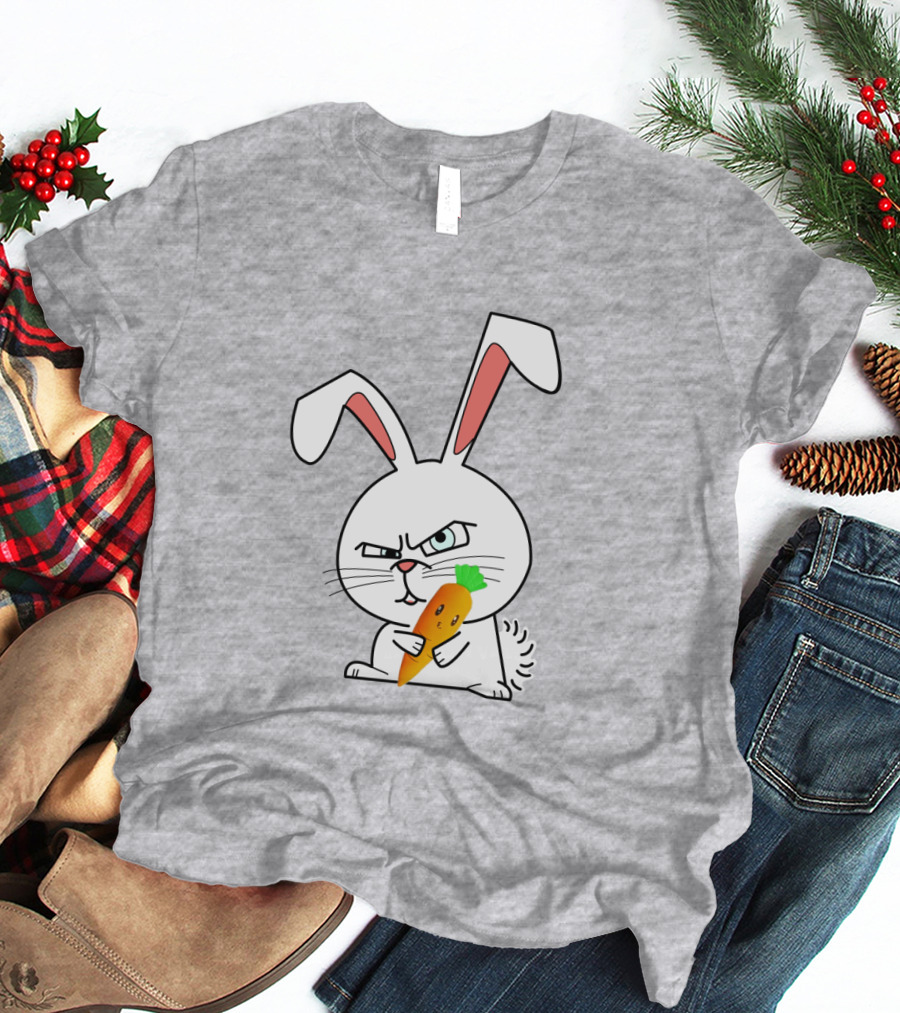 Rabbit Cool Angry Bunny Holding Carrot T-Shirt