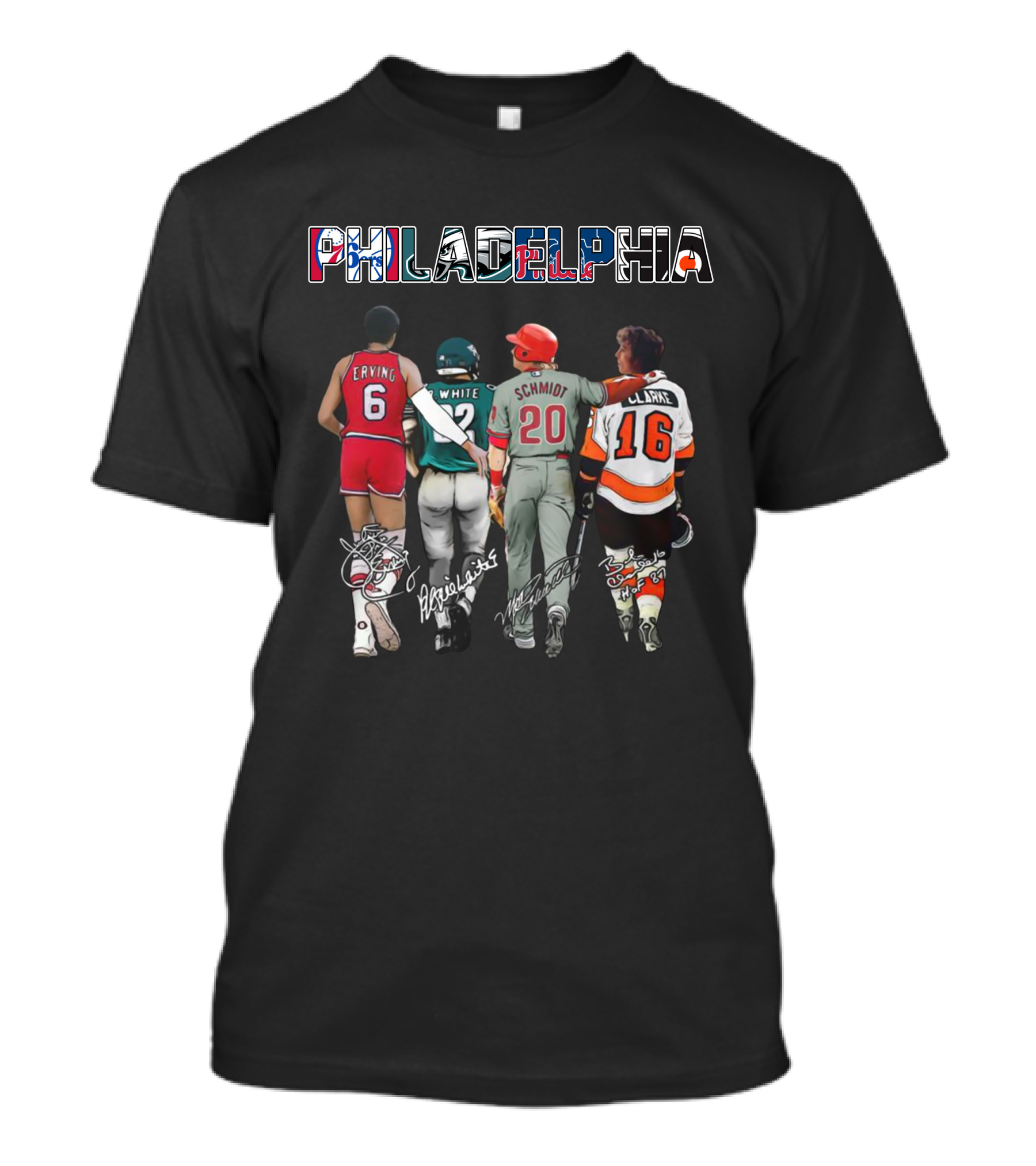 Erving White Schmidt Clarke Philadelphia Sports Legends T-Shirt