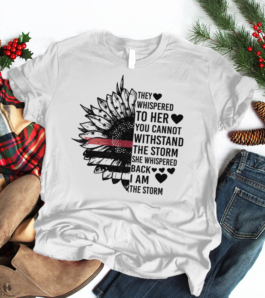 I Am The Storm Sunflower American Flag Veteran T-Shirt