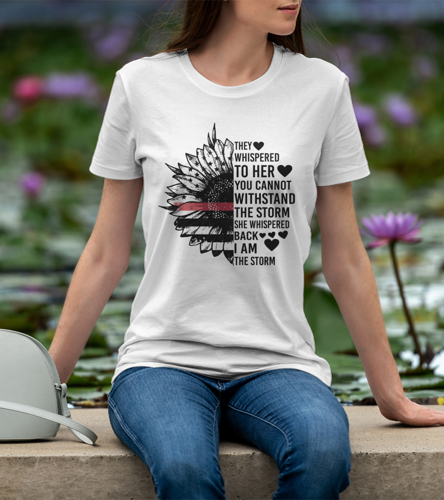 I Am The Storm Sunflower American Flag Veteran T-Shirt