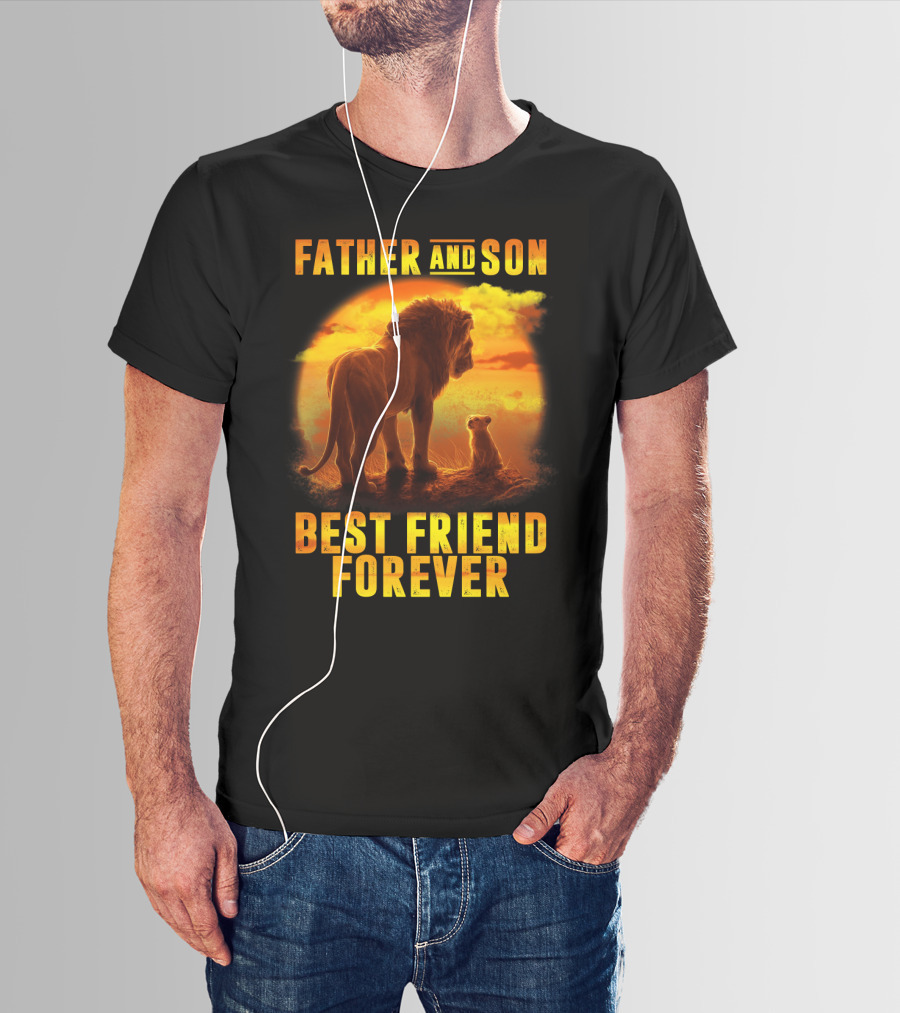Father And Son Best Friend Forever The Lion King Silhouette Fan T-Shirt