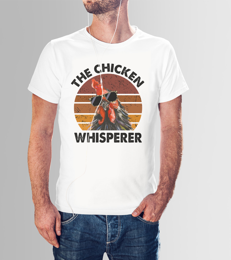 The Chicken Whisperer Retro Sunglasses Vintage Sunset Chicken T-Shirt