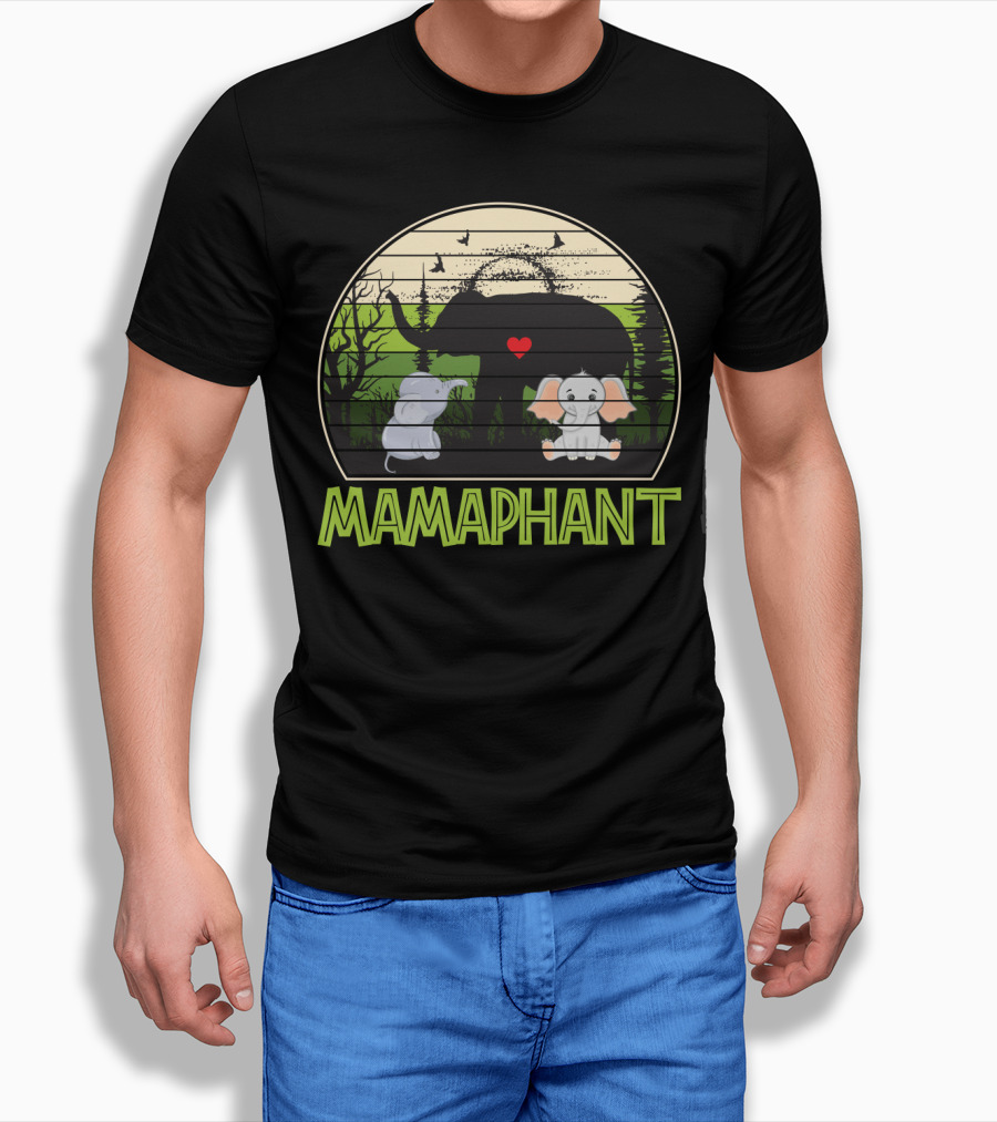 Mamaphant Cute Elephant Mom with Heart and Baby Elephants T-Shirt