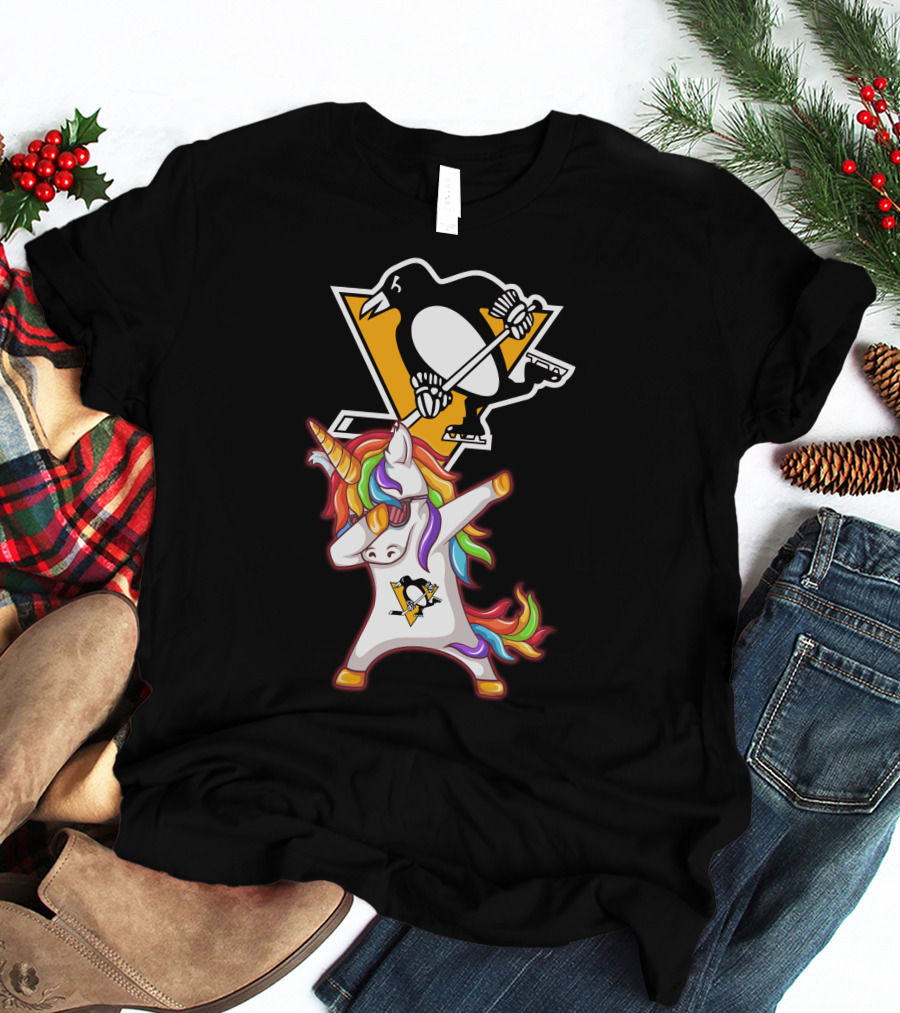 Unicorn Dabbing Penguins Pittsburgh Hockey T-Shirt
