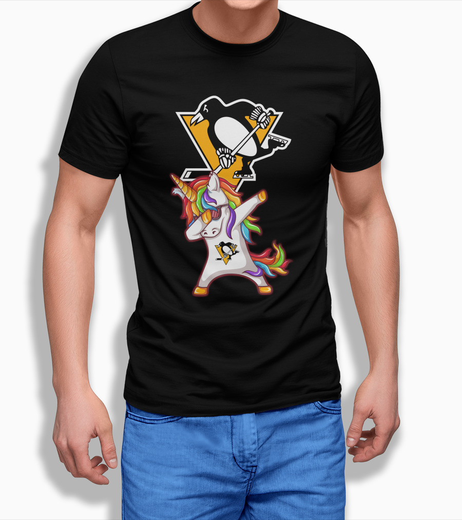 Unicorn Dabbing Penguins Pittsburgh Hockey T-Shirt