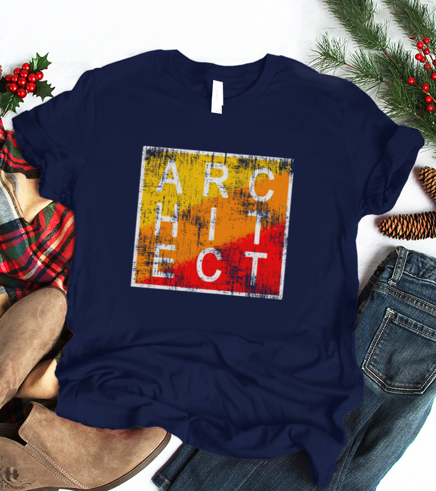 Architect Grunge Texture Yellow Orange Red Square T-Shirt