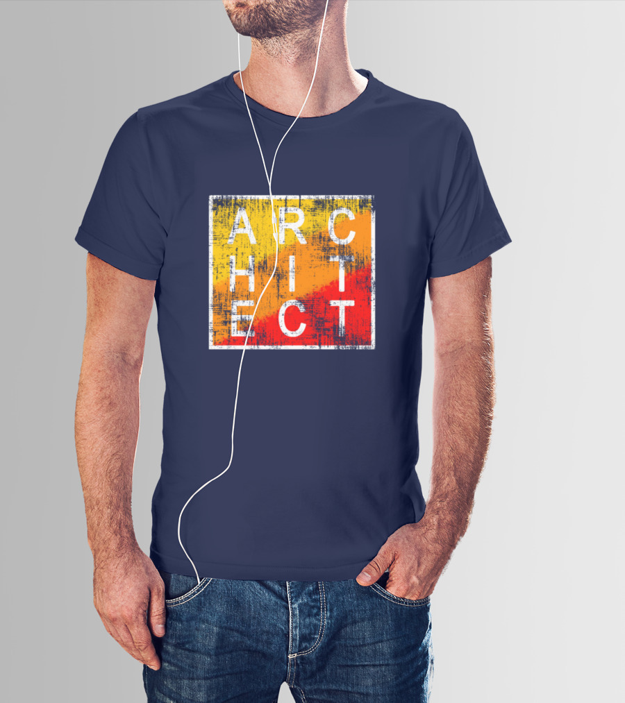 Architect Grunge Texture Yellow Orange Red Square T-Shirt