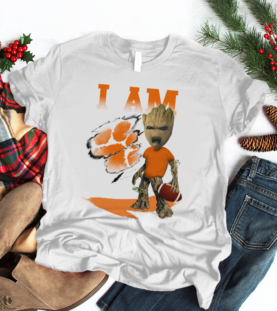 I AM Clemson Tiger Groot Football T-Shirt