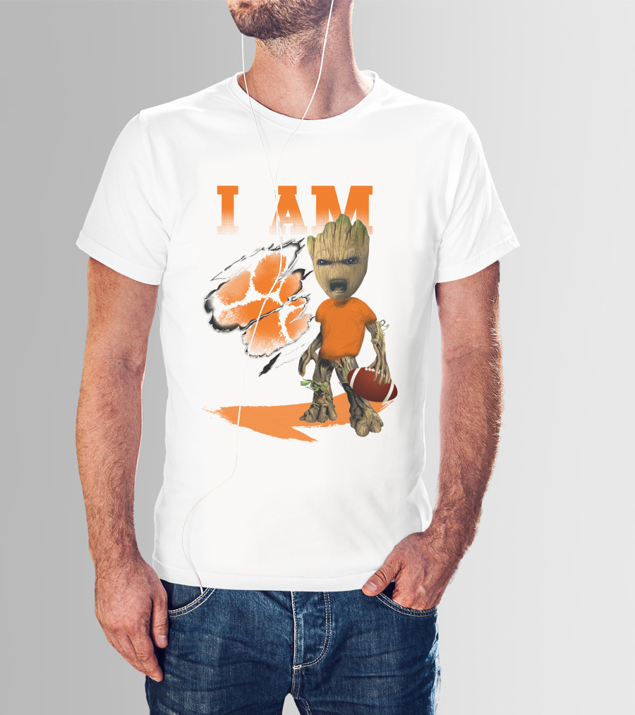 I AM Clemson Tiger Groot Football T-Shirt