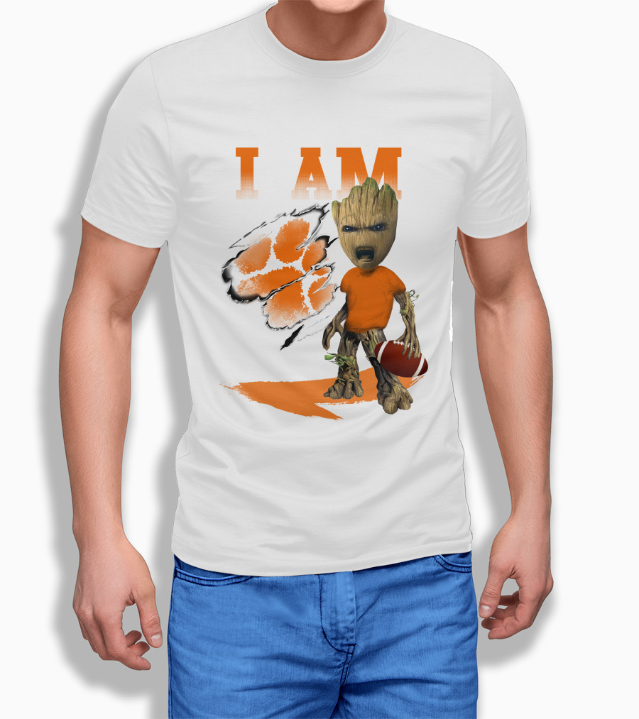 I AM Clemson Tiger Groot Football T-Shirt
