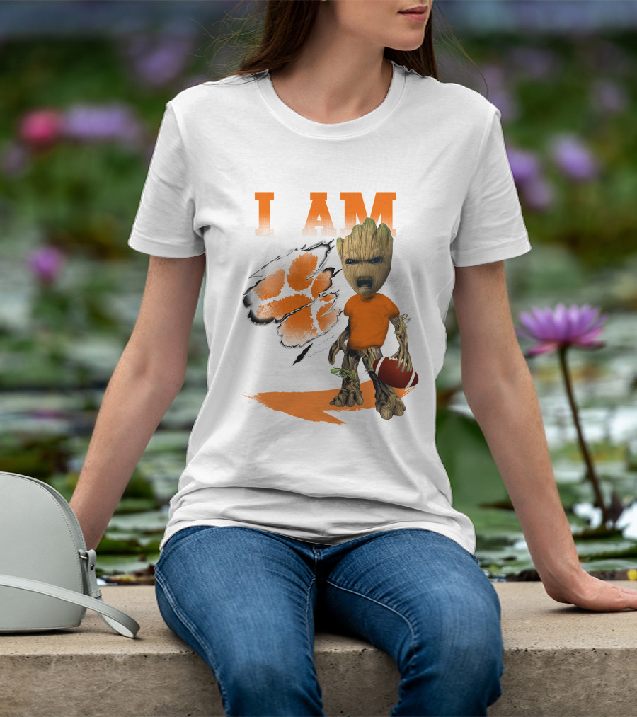 I AM Clemson Tiger Groot Football T-Shirt