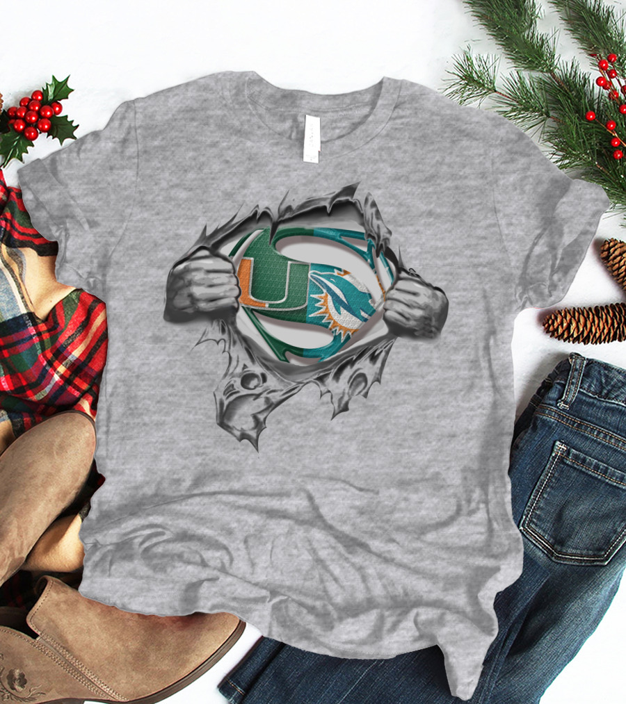Dolphins Hurricanes Superman Logo Mashup T-Shirt
