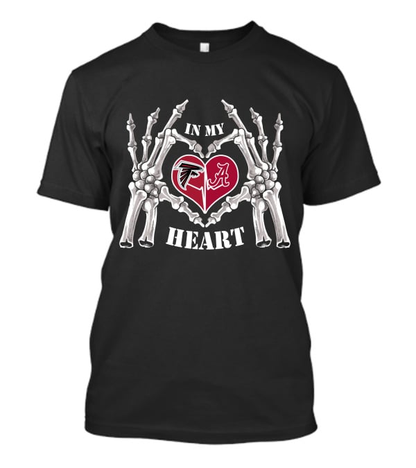 In My Heart Falcons Alabama Skeleton Hands Heart T-Shirt