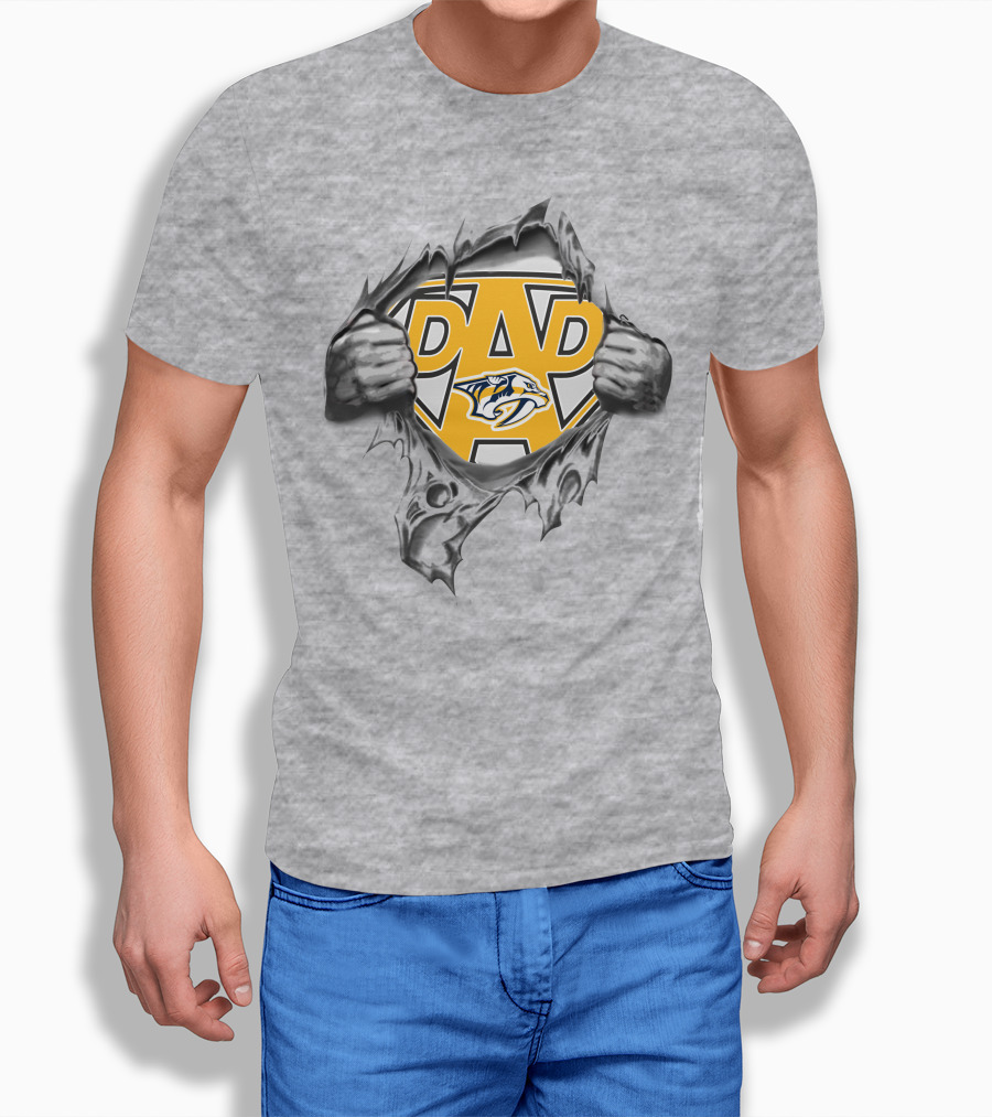 Nashville Predators Super Dad Hero Emblem T-Shirt