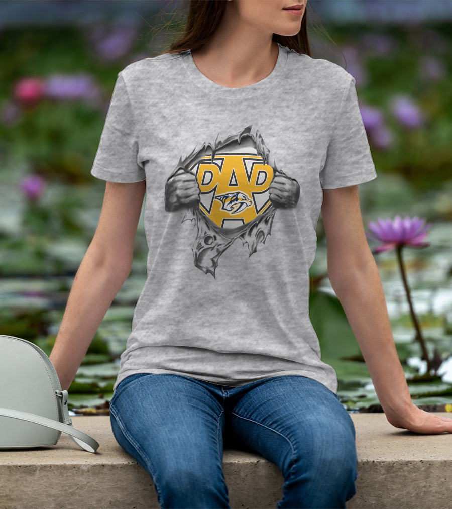 Nashville Predators Super Dad Hero Emblem T-Shirt