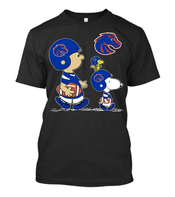 Boise State Broncos Characters In Team Helmets With Football T-Shirt