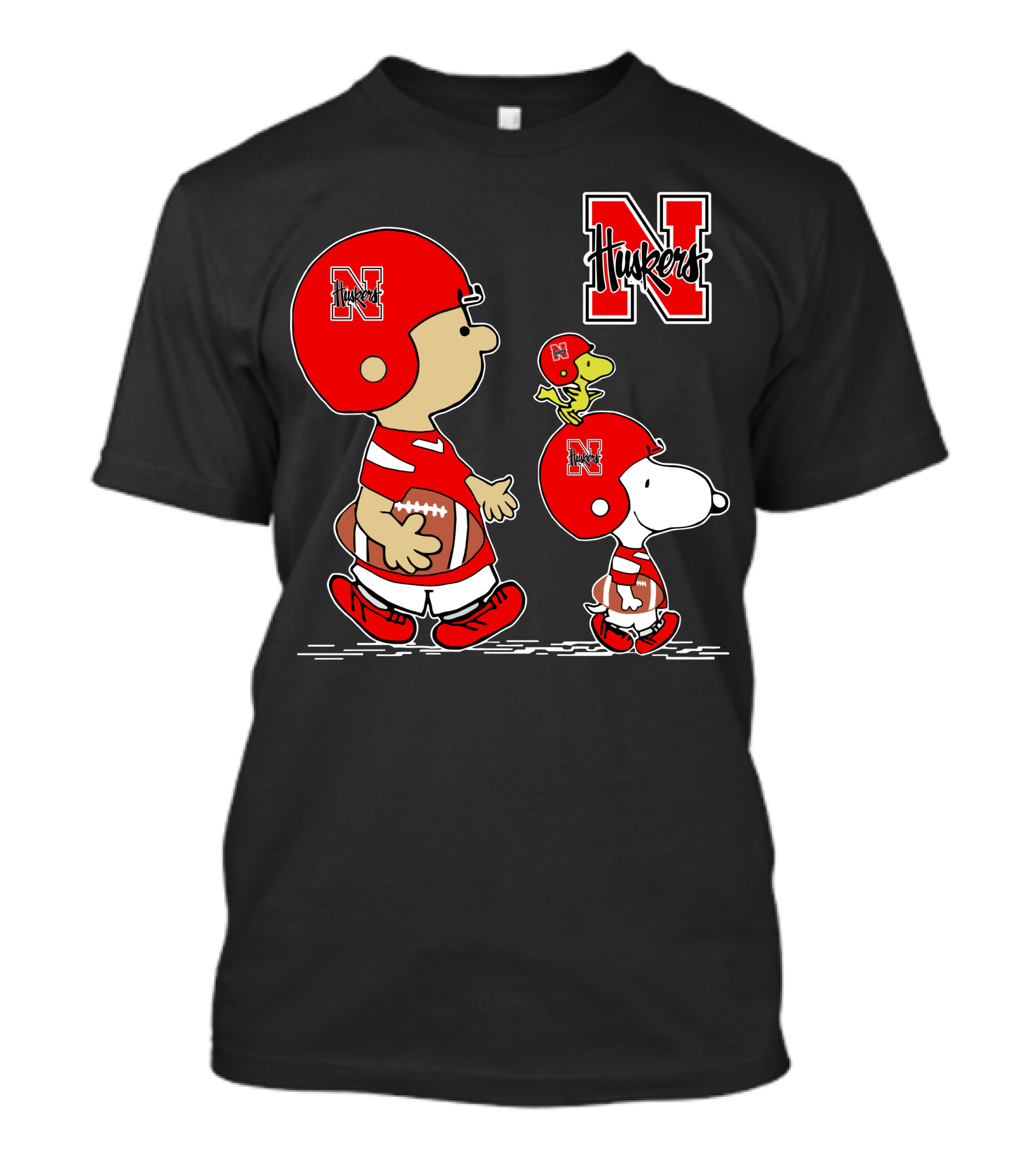 Nebraska Cornhuskers Peanuts Charlie Brown And Snoopy Football Helmets T-Shirt