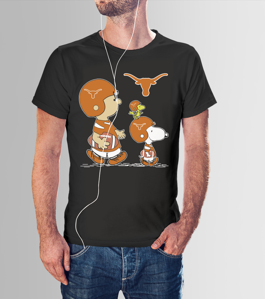 Texas Longhorns Football Peanuts Characters Helmet T-Shirt