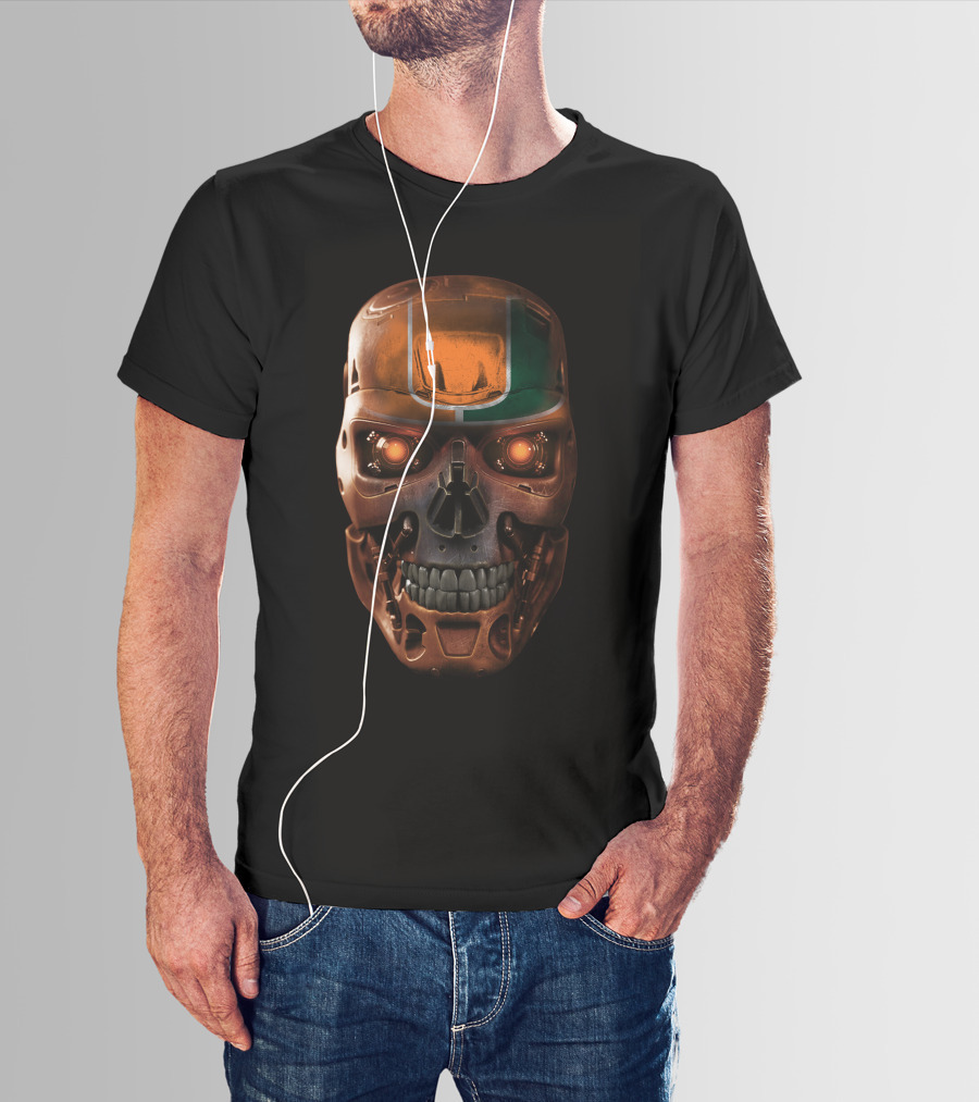 SKULL HURRICANES MIAMI TERMINATOR ROBOT FACE T-Shirt