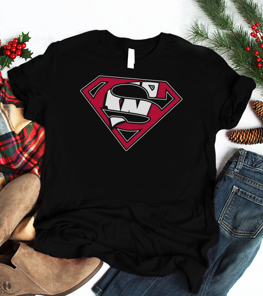 Superman Wisconsin Badgers Logo Combination T-Shirt