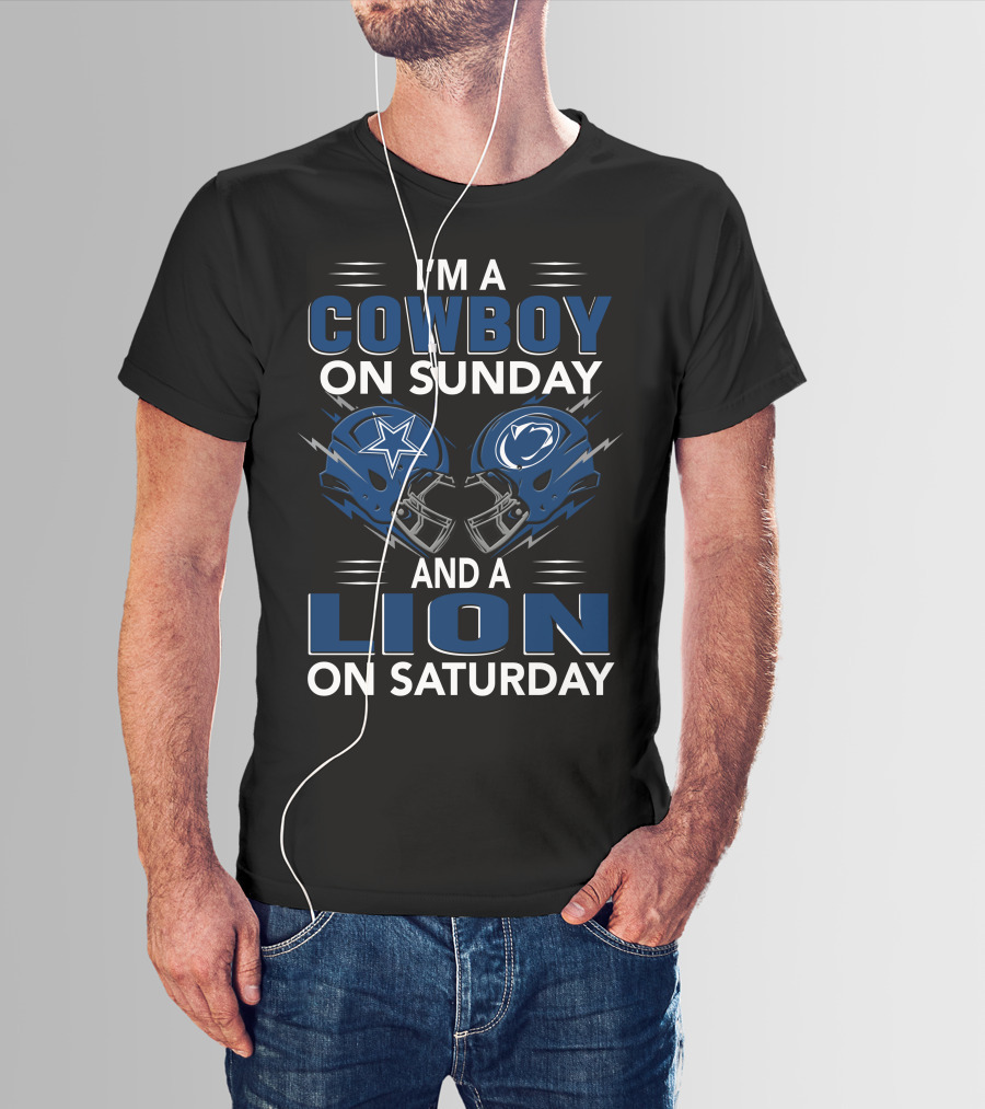 I'm A Cowboy On Sunday And A Lion On Saturday Helmets T-Shirt