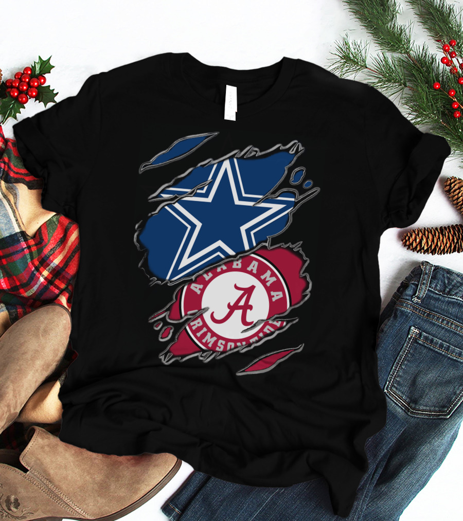 Dallas Cowboys Star Alabama Crimson Tide Crimson And White T-Shirt