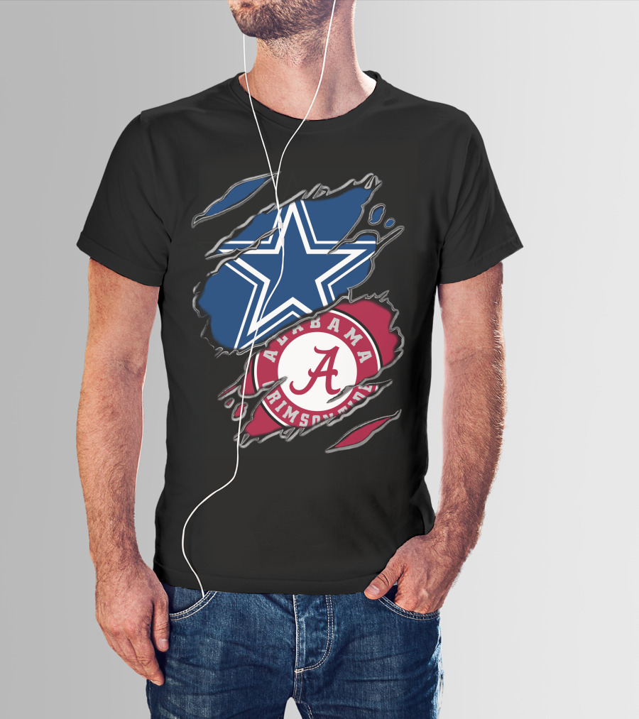 Dallas Cowboys Star Alabama Crimson Tide Crimson And White T-Shirt