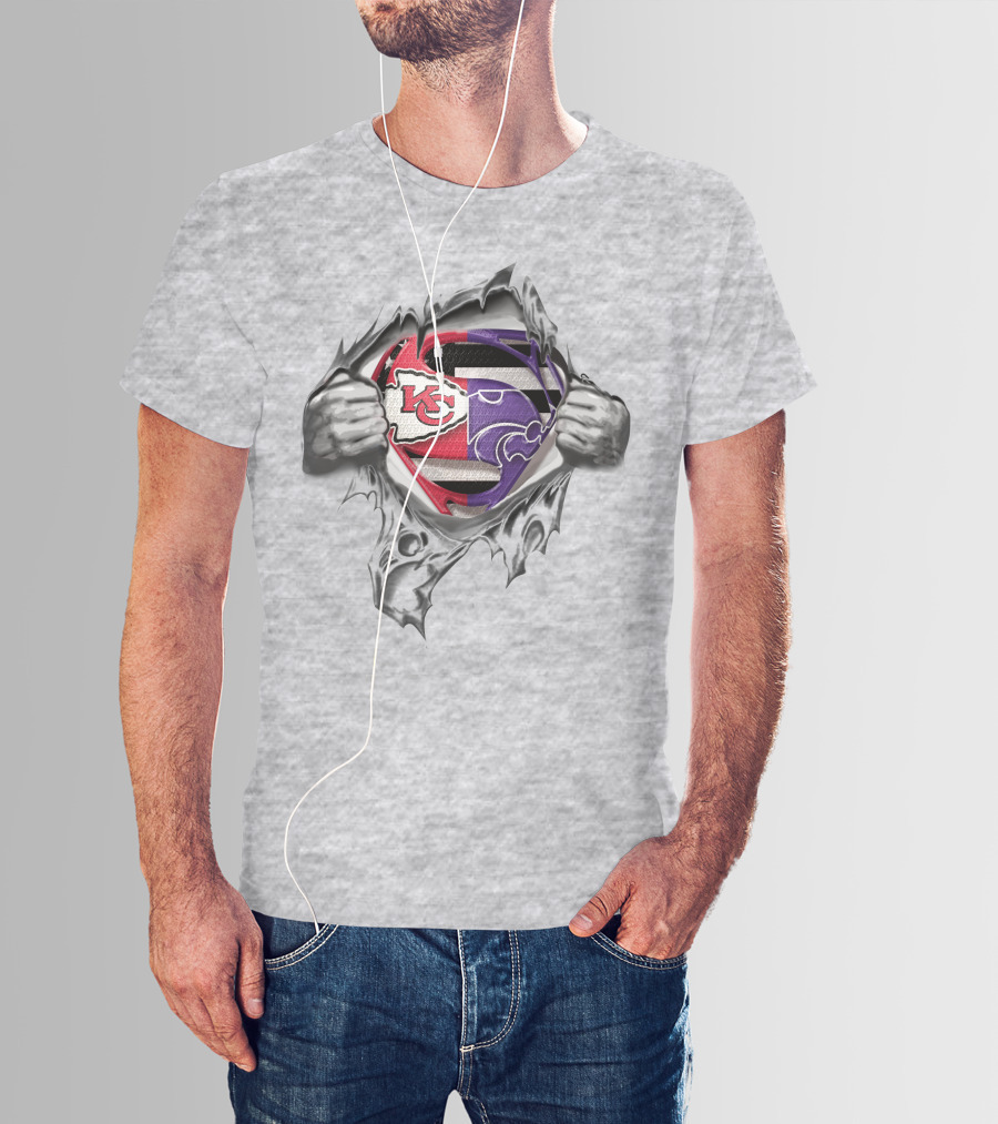 Kansas City Chiefs Wildcats Superman Logo Fusion T-Shirt
