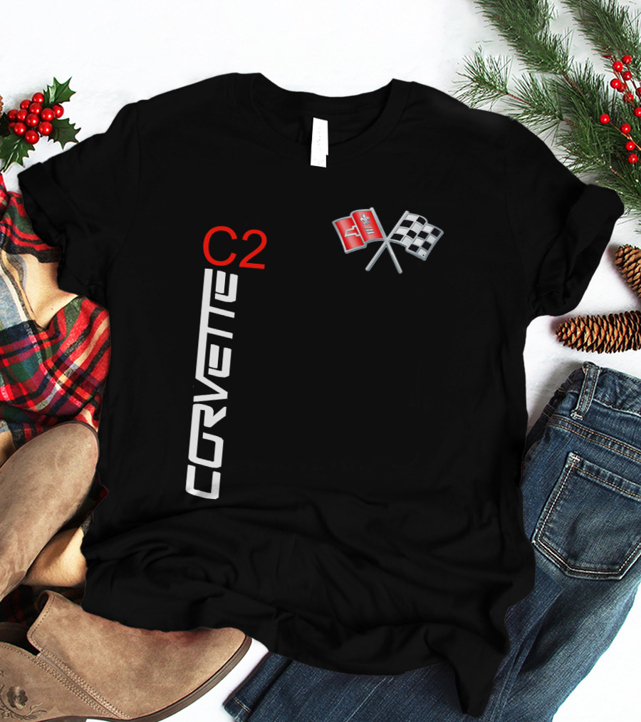 CORVETTE C2 Crossed Flags Emblem T-Shirt