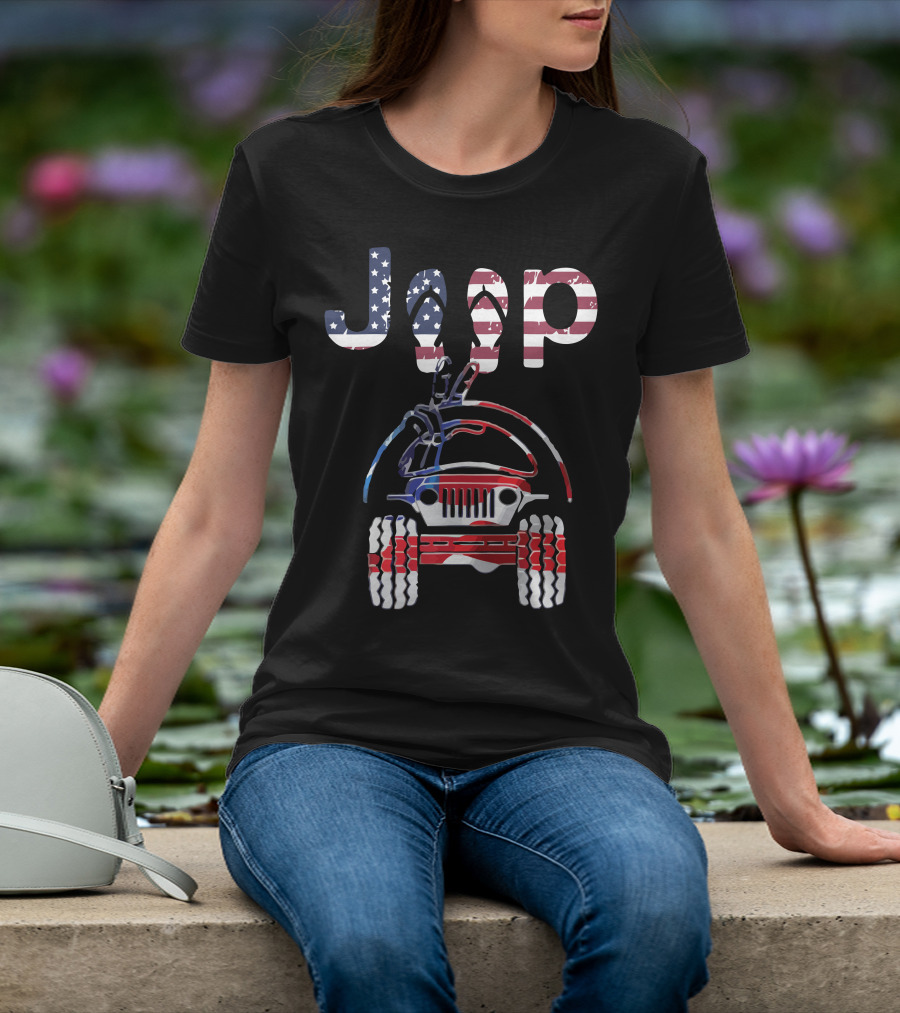 JEEP American Flag Off-Road Adventure T-Shirt