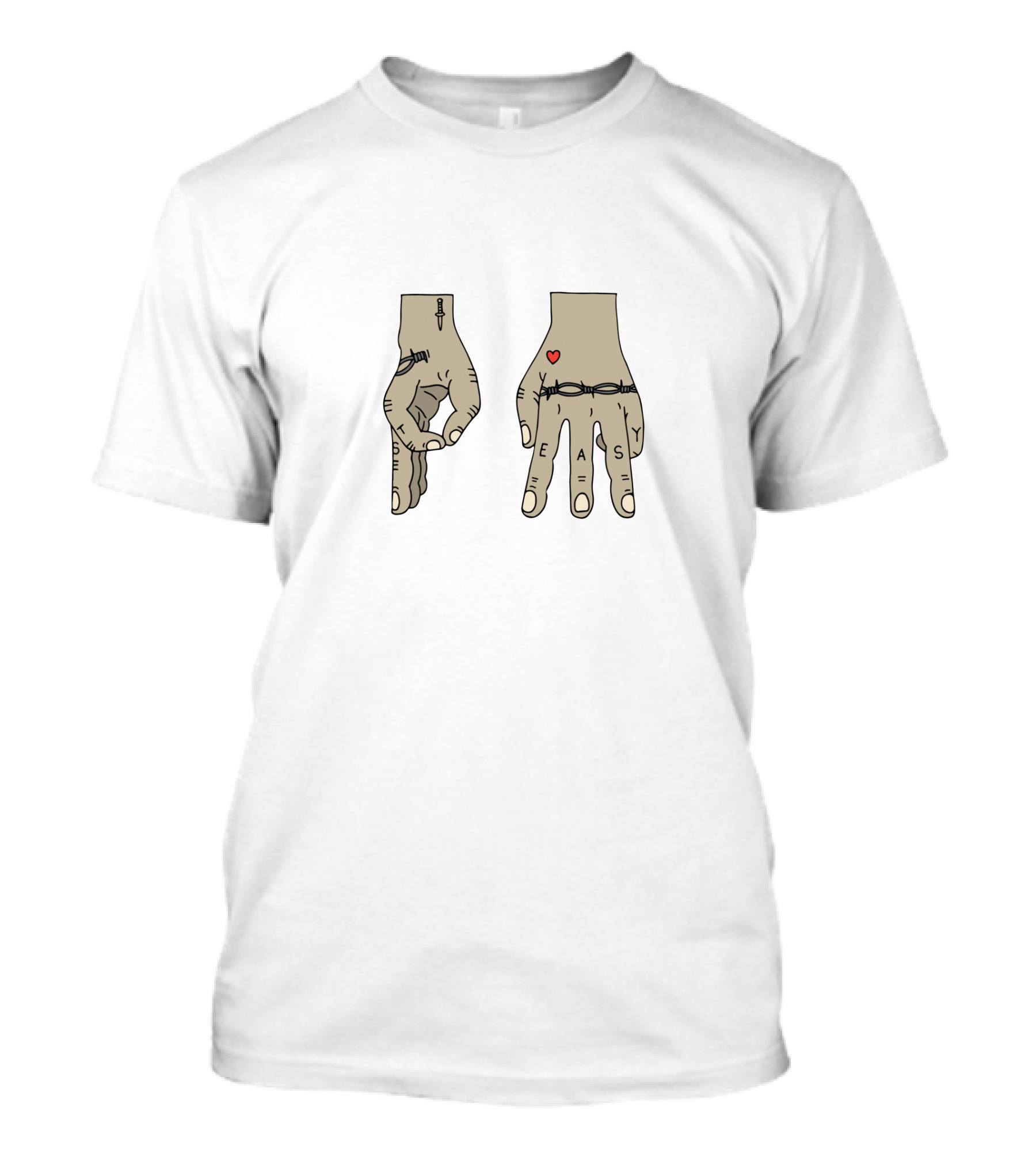 Post Malone Hand Tattoos Barbed Wire Heart T-Shirt