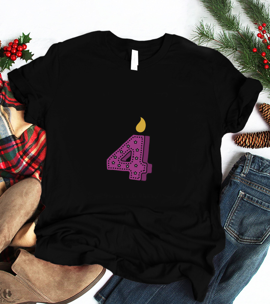 Four Pink Candle With Stars And Flame T-Shirt