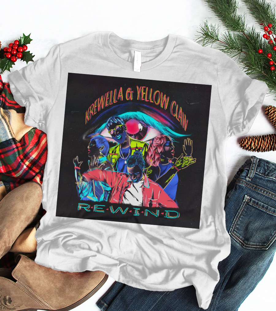 Krewella And Yellow Claw Rewind Merchandise Featuring Neon Characters And Eye T-Shirt