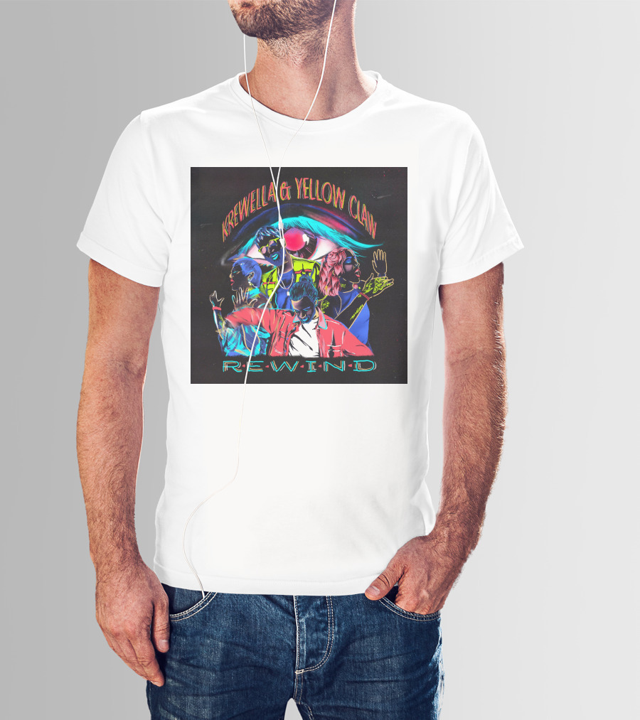 Krewella And Yellow Claw Rewind Merchandise Featuring Neon Characters And Eye T-Shirt