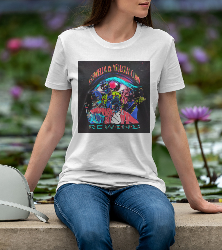 Krewella And Yellow Claw Rewind Merchandise Featuring Neon Characters And Eye T-Shirt