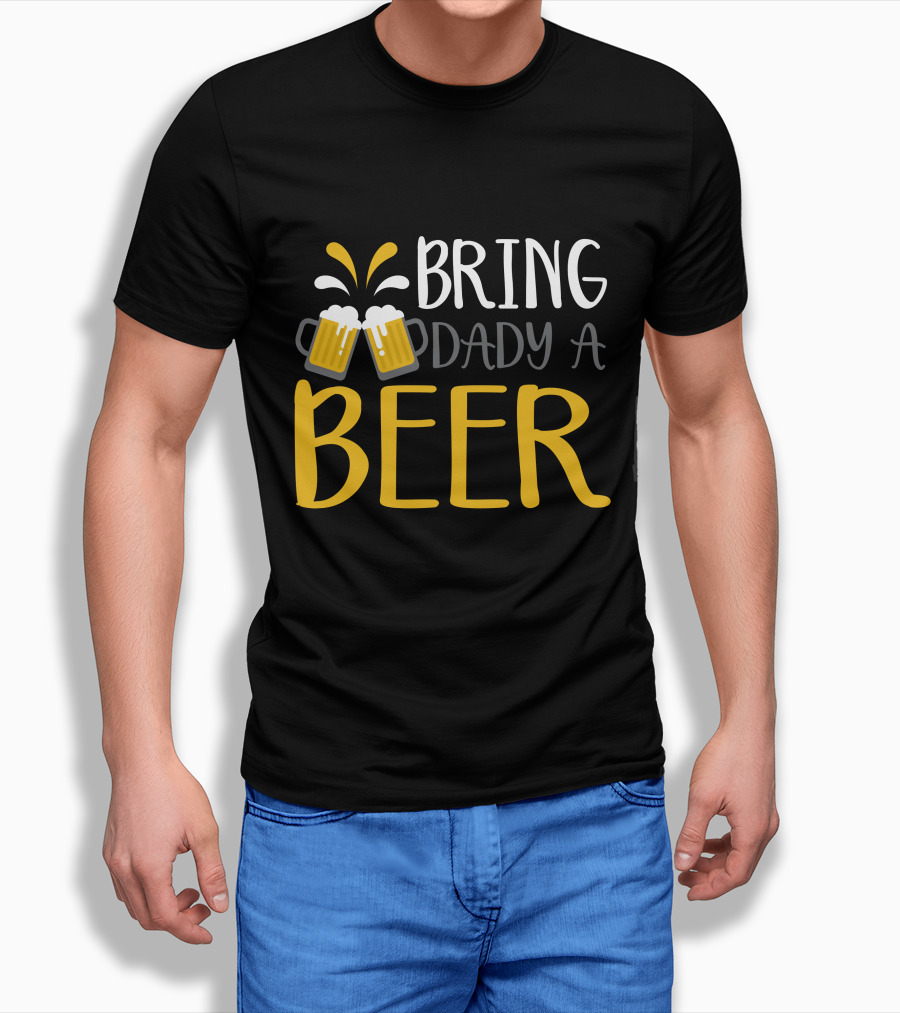 Bring Dady a Beer With Toasting Mugs and Splashing Foam T-Shirt