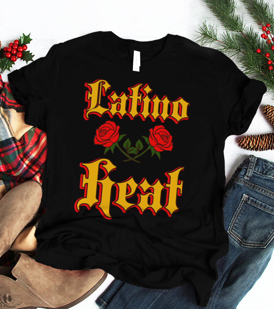 Latino Heat Red Roses Bold Font T-Shirt