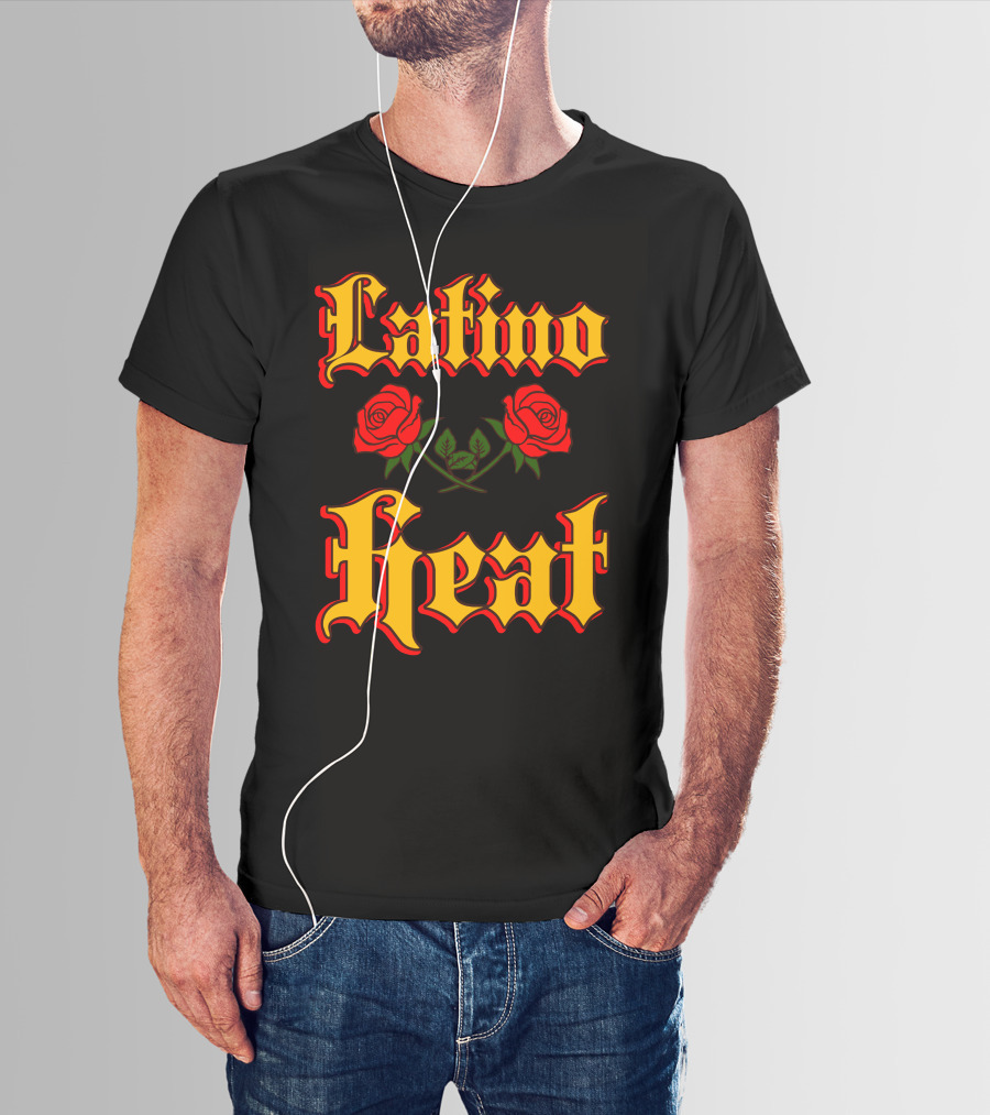 Latino Heat Red Roses Bold Font T-Shirt