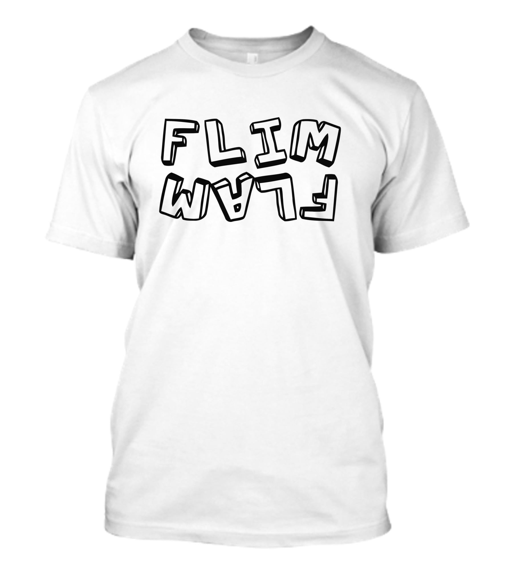FLIM FLAM Midweight Upside-Down Block Text T-Shirt