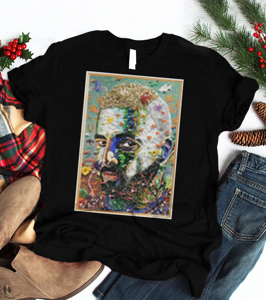 Maluma Merch Colorful Portrait With Nature And Butterfly Elements T-Shirt