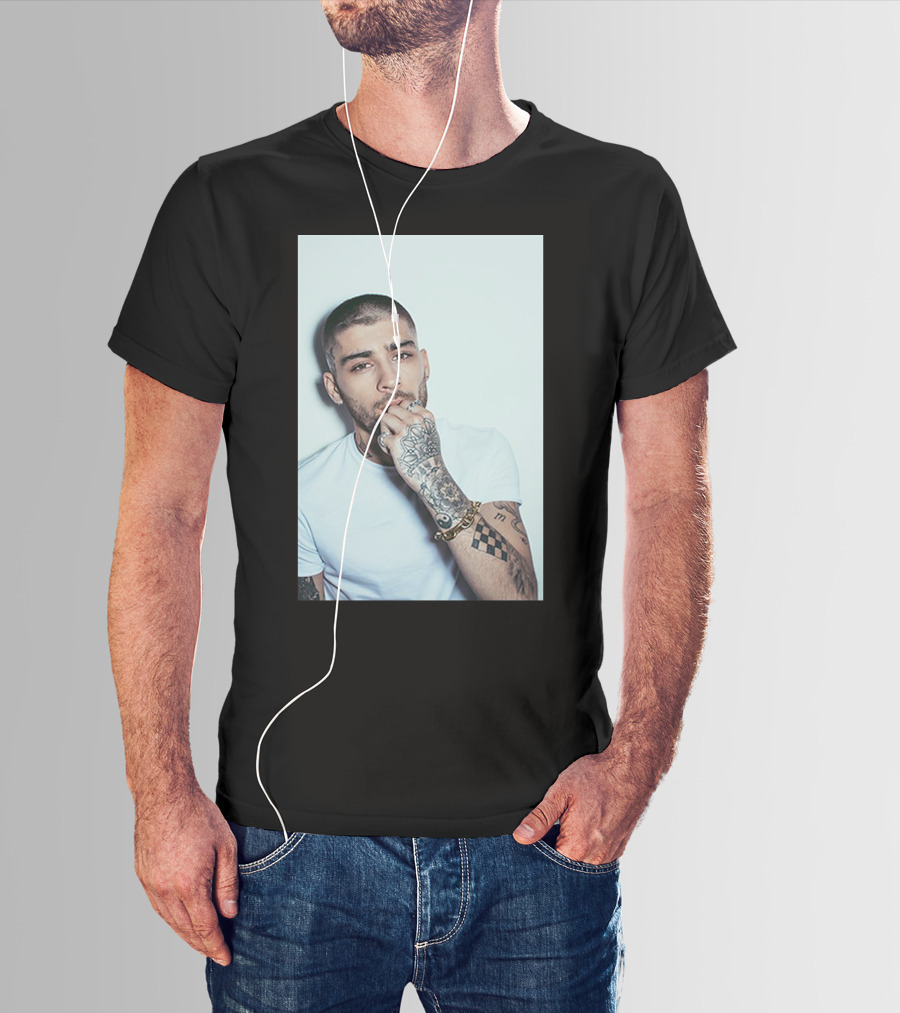 Zayn Malik Tattoo Style White Tee Casual Look T-Shirt