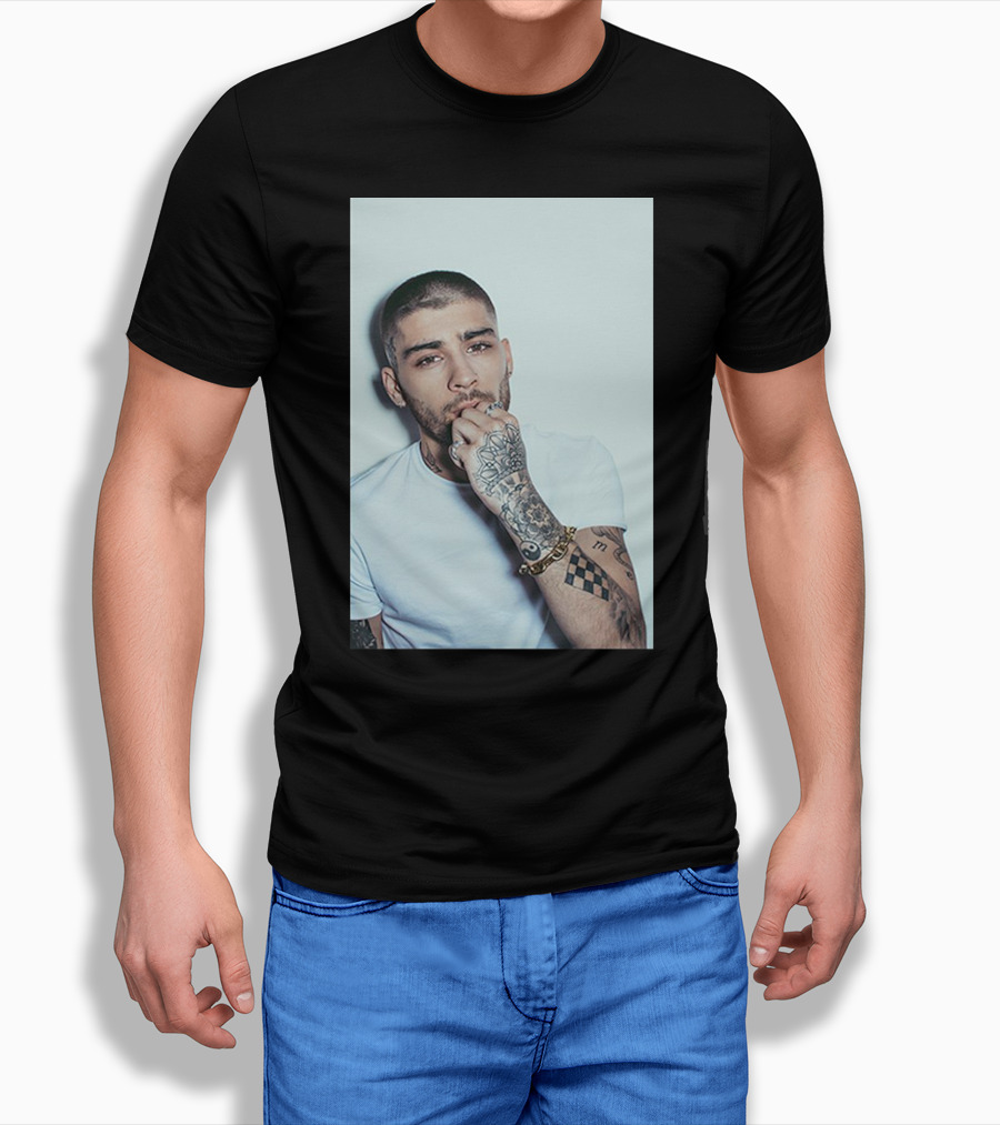 Zayn Malik Tattoo Style White Tee Casual Look T-Shirt
